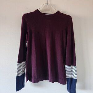 WHISTLES | 100% cotton burgundy jumper sweater with cuff details US sz 4